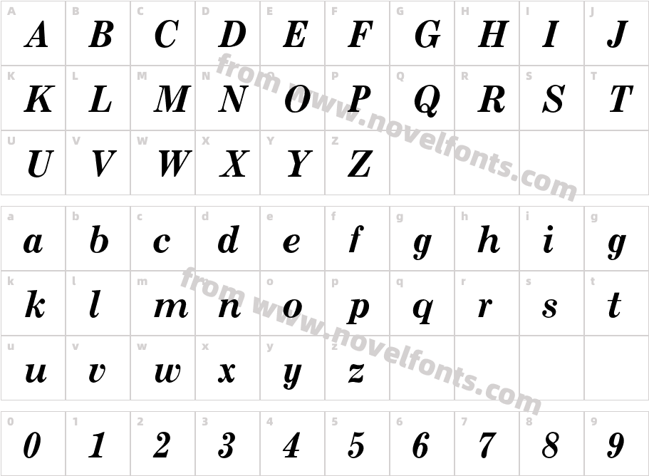 CenturyMTStd-BoldItalicCharacter Map