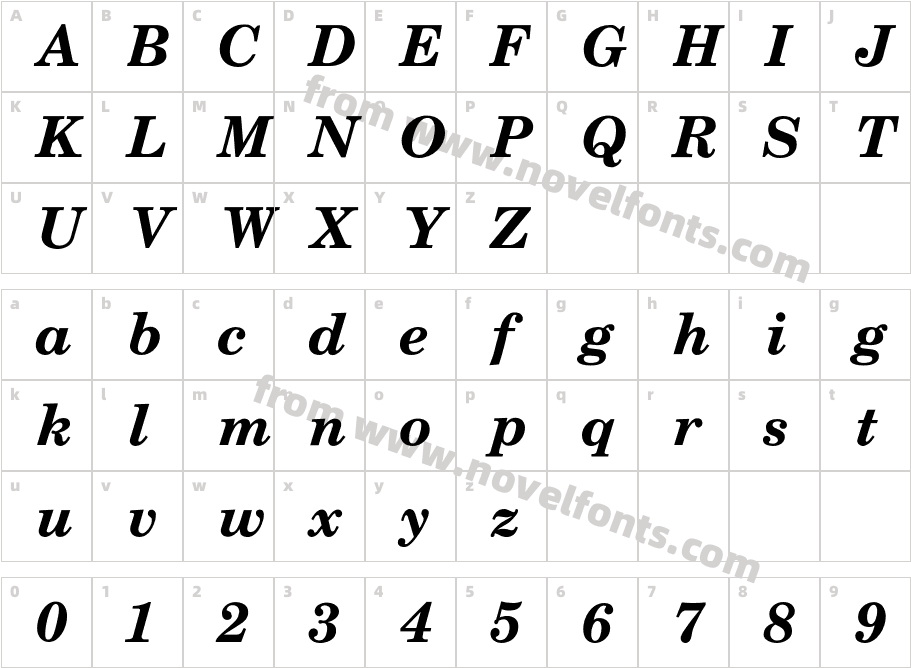 CenturySchoolBoldItalicCharacter Map