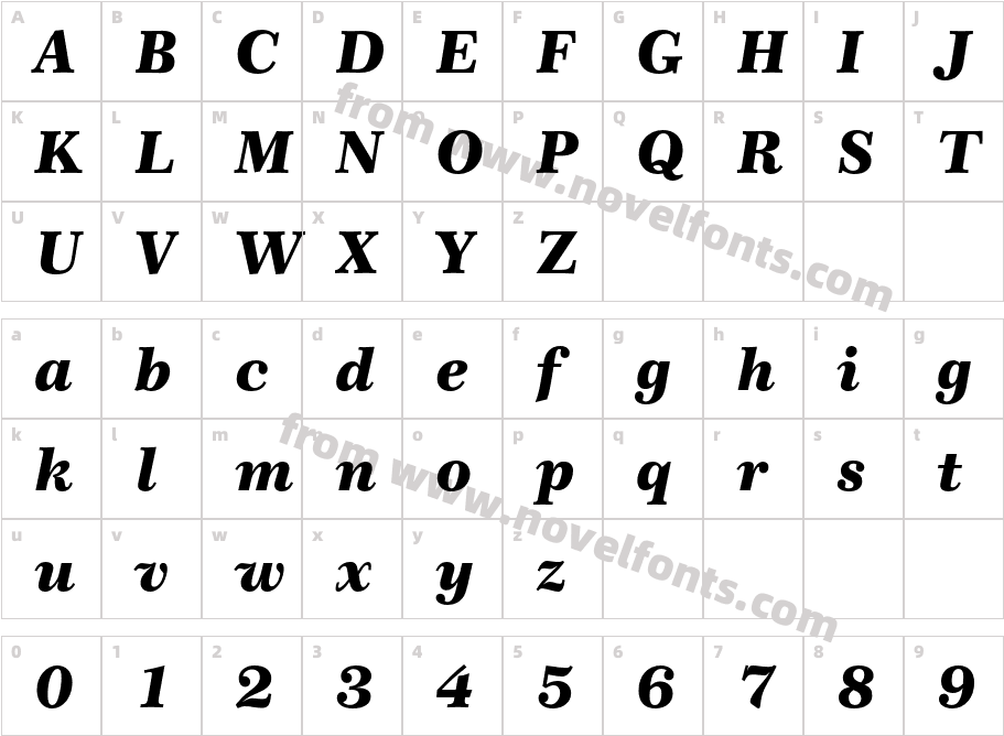 Century751BT-BlackItalicCharacter Map