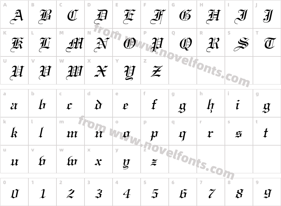 CertificateItalicSWFTECharacter Map