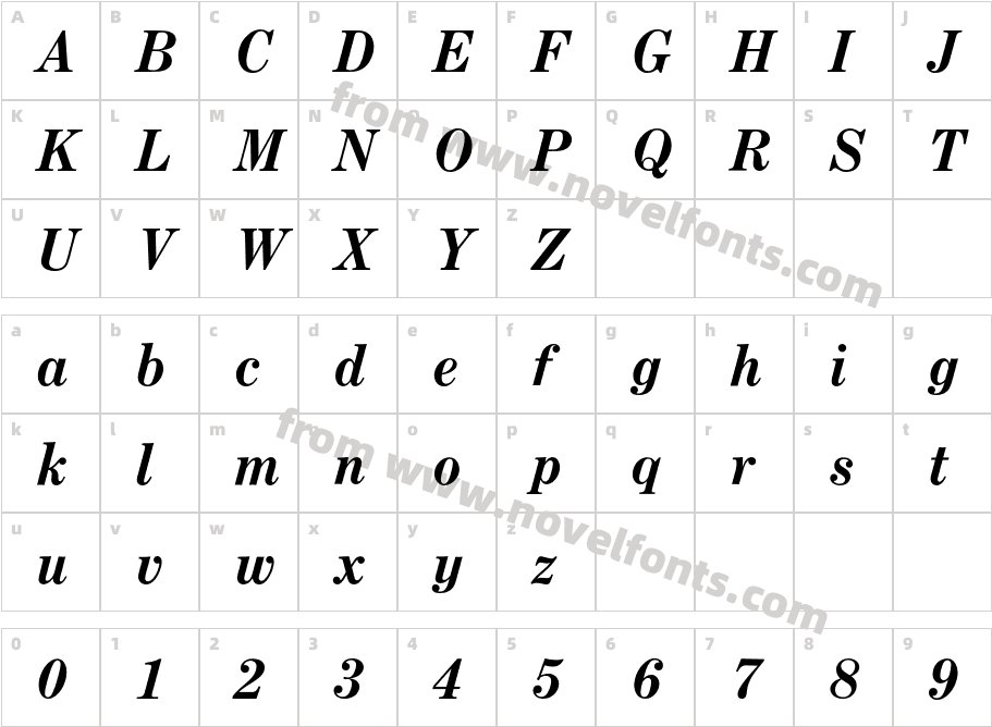 CenturyATFBQ-BoldItalicCharacter Map