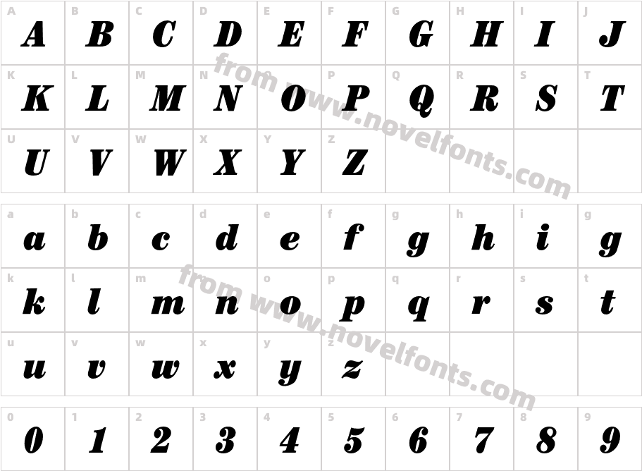 CenturyEF-UltraCondItalicCharacter Map