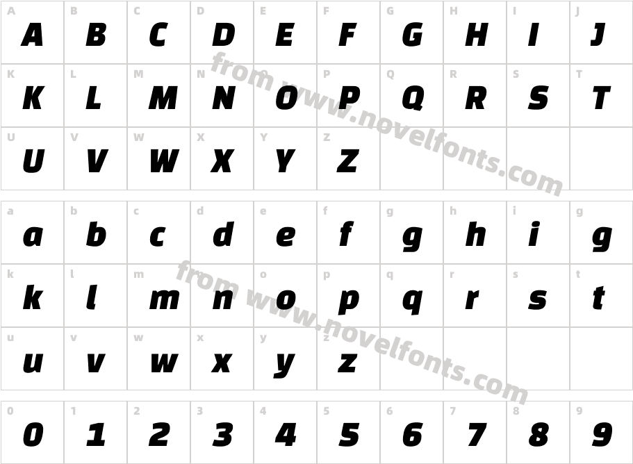 Changa One ItalicCharacter Map