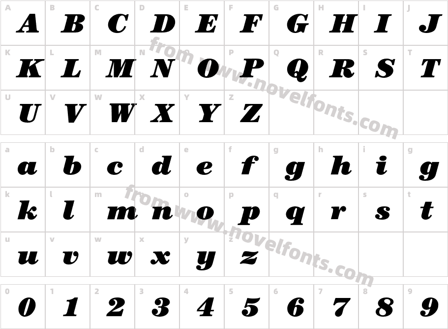 CenturyITCBQ-UltraItalicCharacter Map