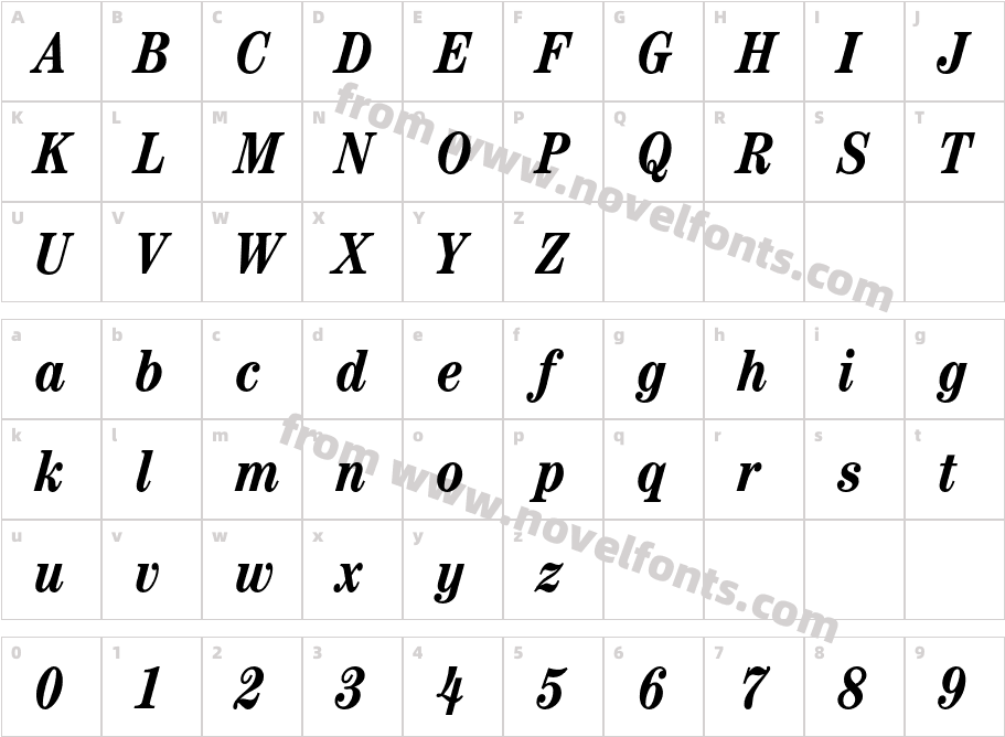 CenturyITCbyBT-BoldCondItalicCharacter Map