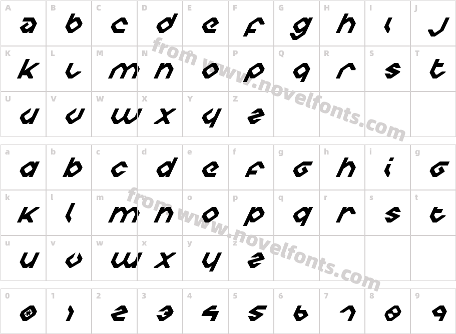 Charlie's Angles ItalicCharacter Map