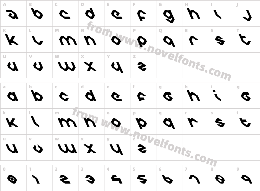 Charlie's Angles LeftCharacter Map