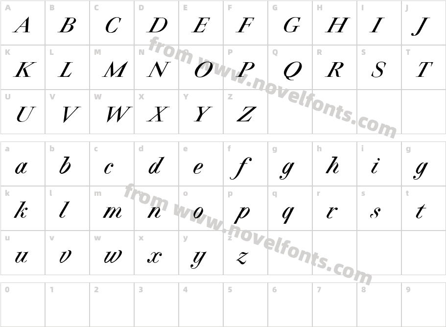 Charpentier Classicistique Reduced ItalicCharacter Map