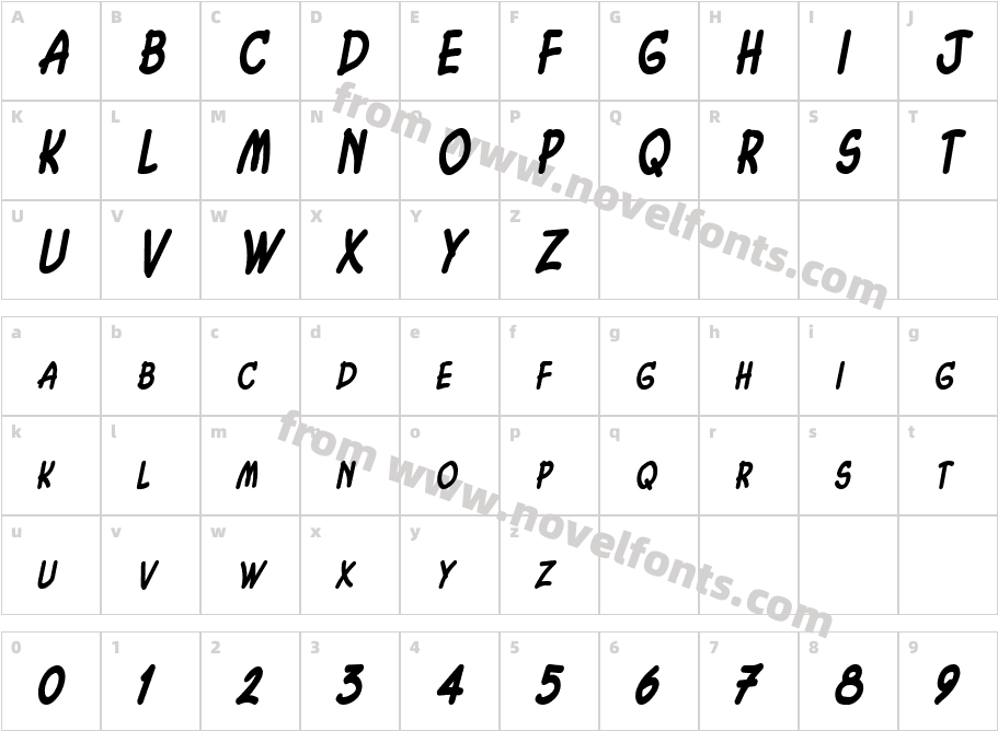 Chasm Thin BoldItalicCharacter Map