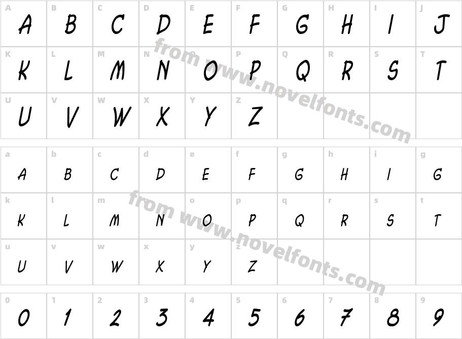 Chasm Thin ItalicCharacter Map