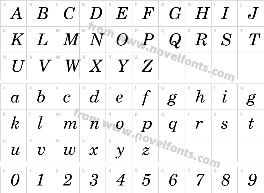 CenturySchoolItalicCharacter Map