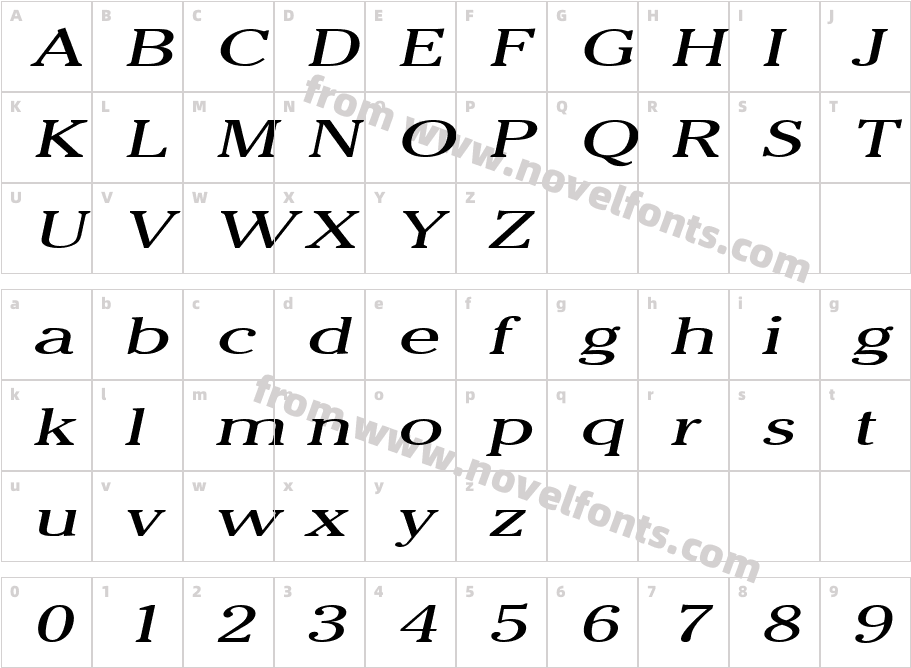 Chelsey Extended ItalicCharacter Map