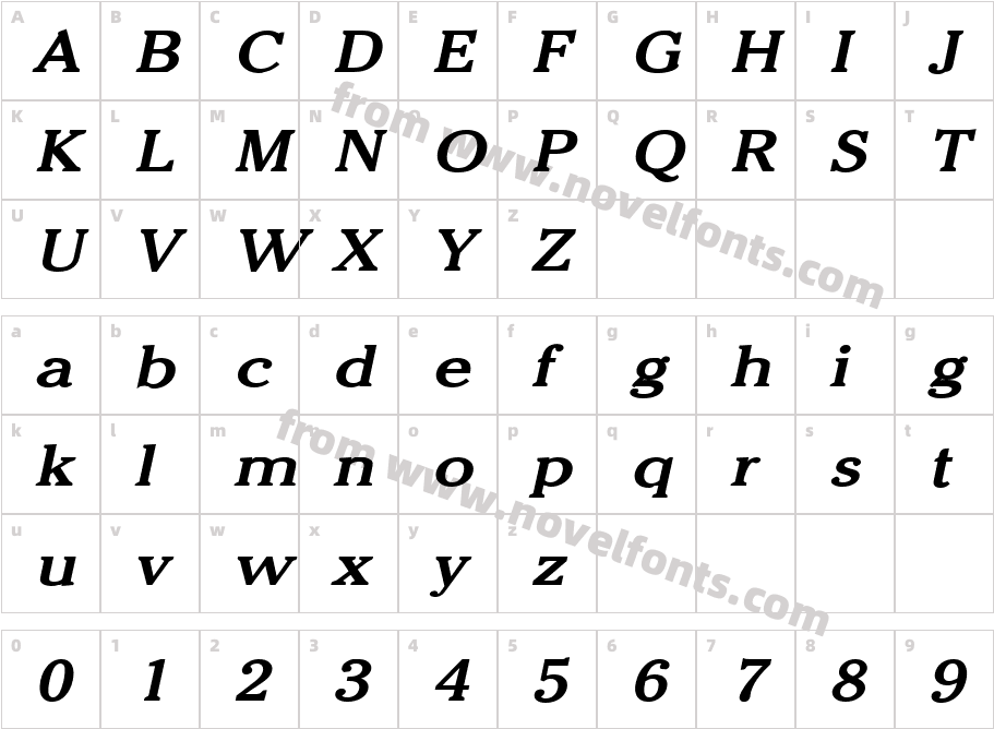 Chelsey Wide Bold ItalicCharacter Map