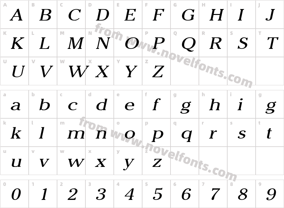 Chelsey Wide ItalicCharacter Map