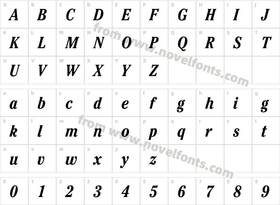 Cheltenham-BoldCondItalicCharacter Map