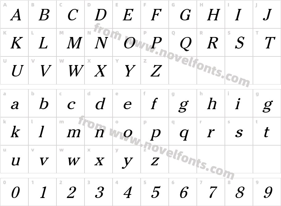 Cheltenham-Normal ItalicCharacter Map