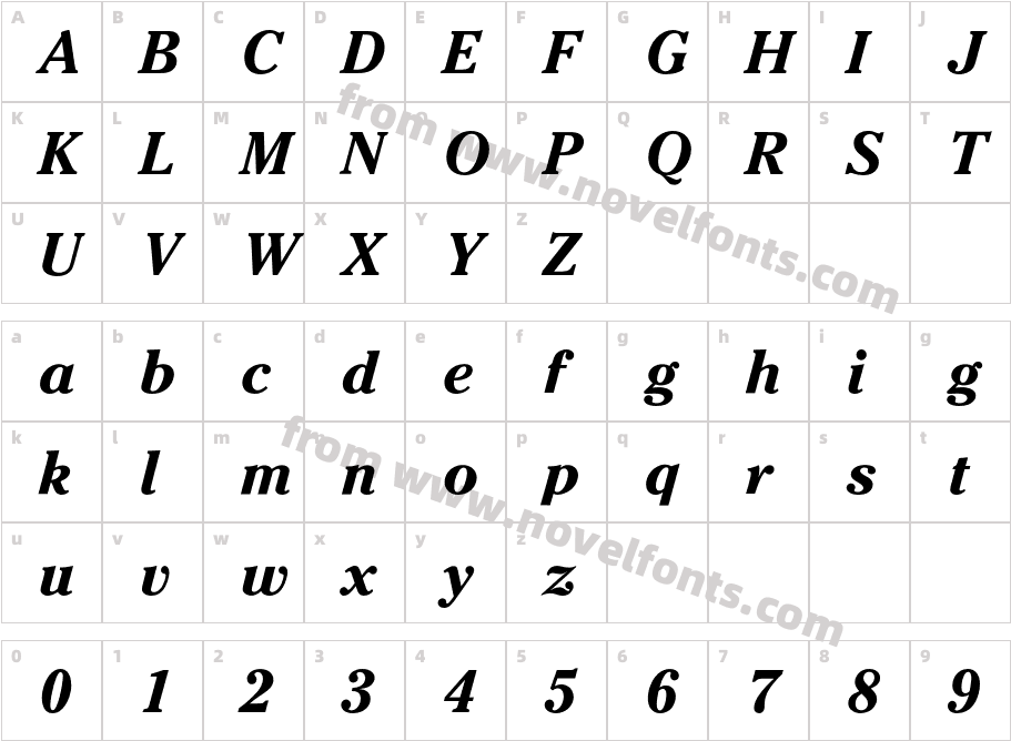 CheltenhamITCBQ-BoldItalicCharacter Map