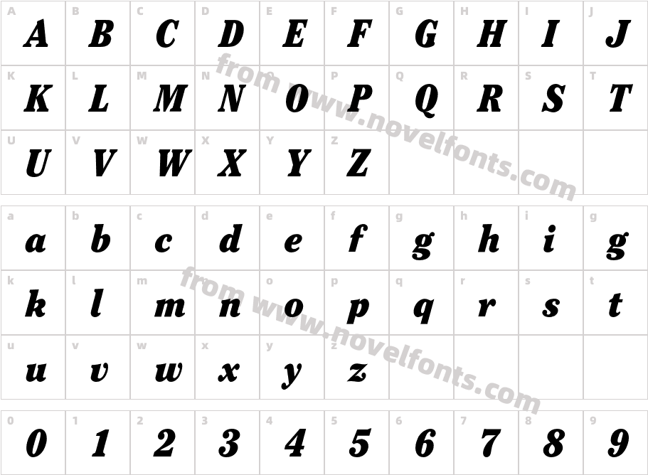 CheltenhamITCConBQ-UltraItalicCharacter Map