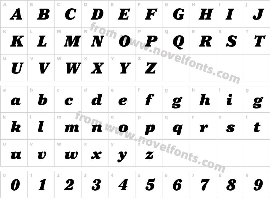CheltenhamStd-UltraItalicCharacter Map