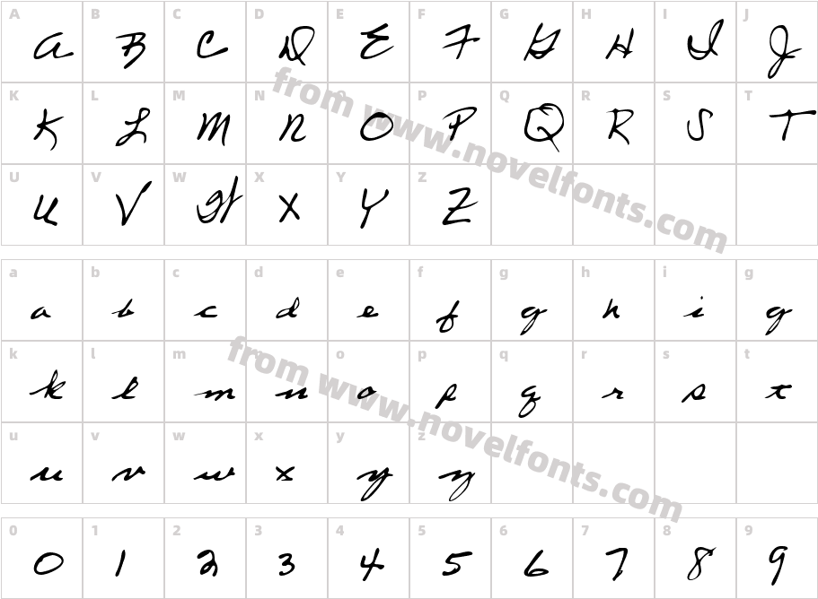 CherylsHand-PlainCharacter Map