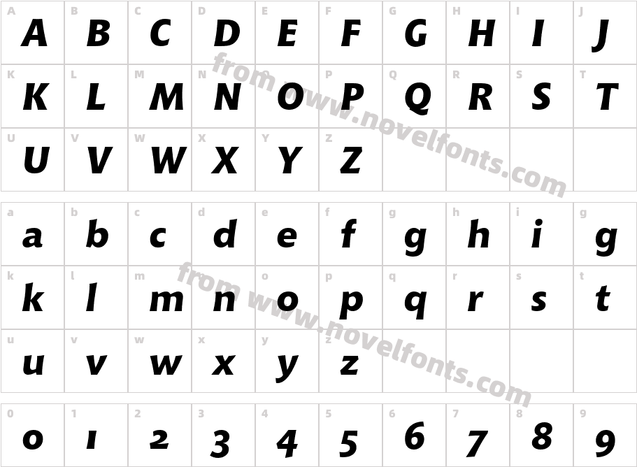 Chianti XBdIt OSF BT Extra Bold ItalicCharacter Map