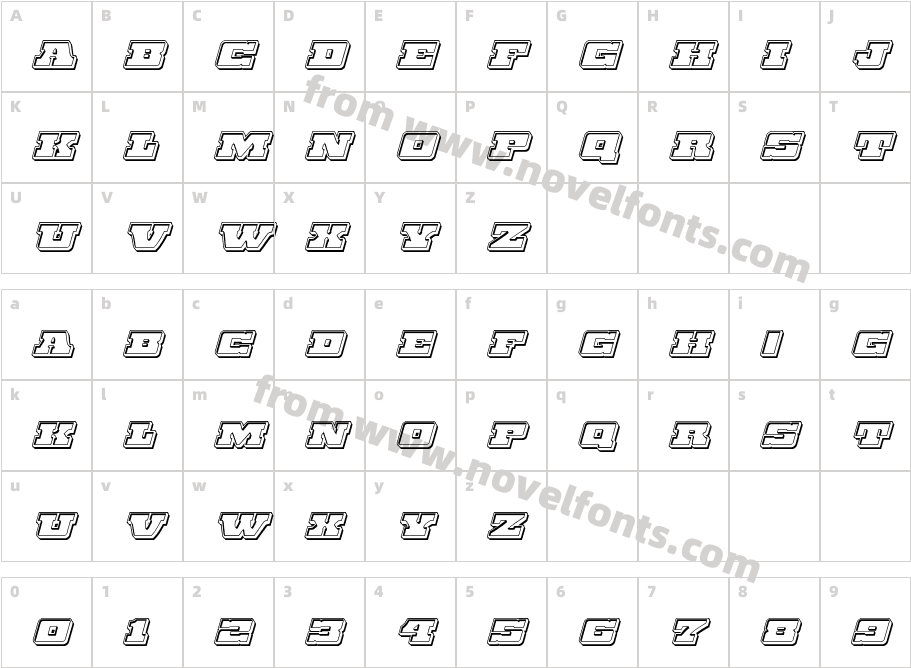 Chicago Express Engraved ItalicCharacter Map