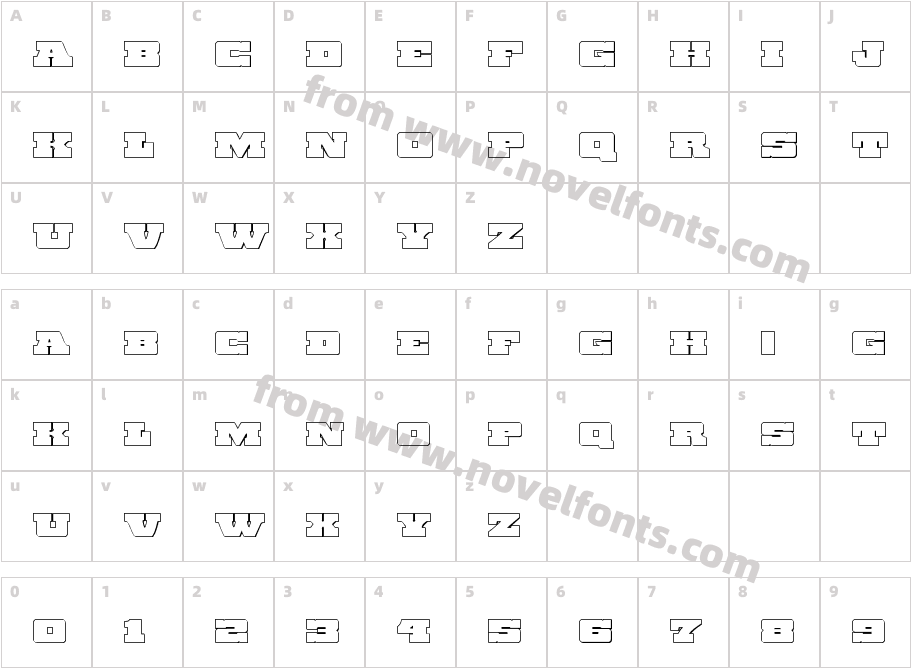 Chicago Express OutlineCharacter Map