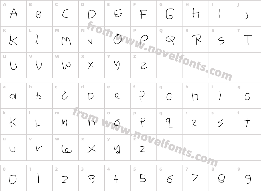 Child's HandwritingCharacter Map