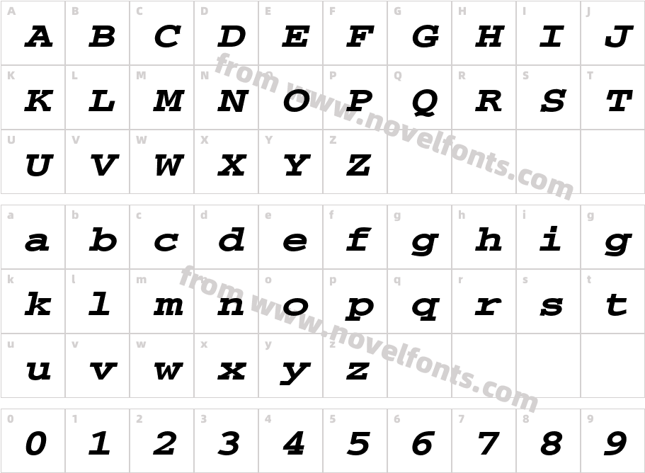 Chisel-Extended ItalicCharacter Map