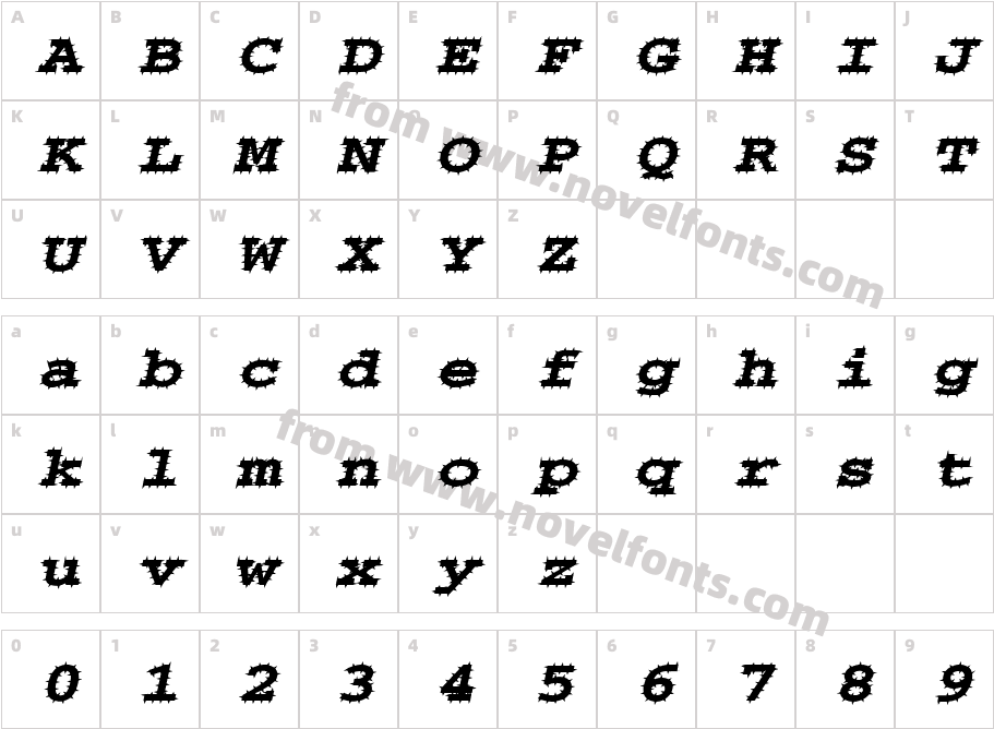 Chisel-Spiked-Extended ItalicCharacter Map