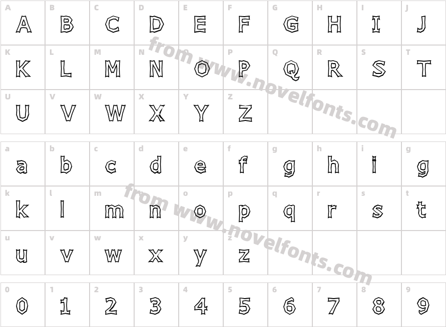 Chizzler Bold OutlineCharacter Map