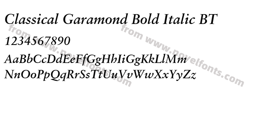 Classical Garamond Bold Italic BTPreview