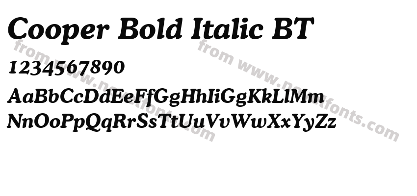 Cooper Bold Italic BTPreview