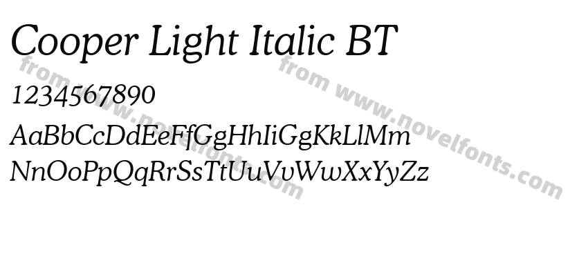 Cooper Light Italic BTPreview