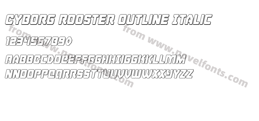 Cyborg Rooster Outline ItalicPreview