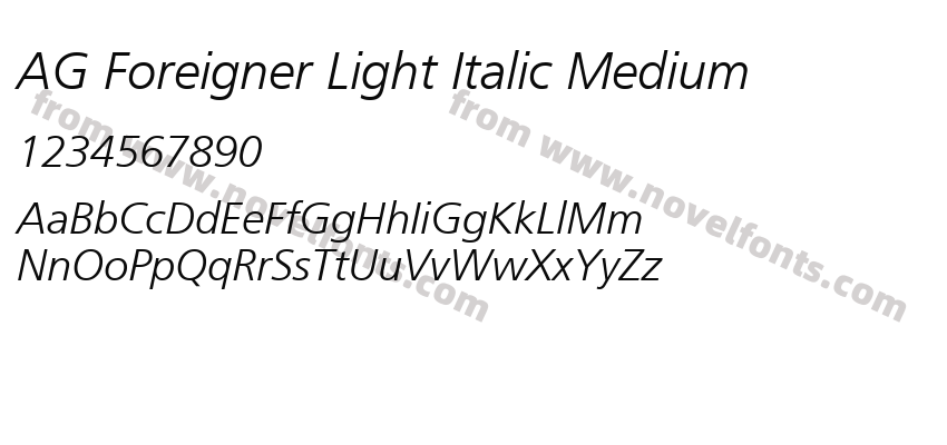 AG Foreigner Light Italic MediumPreview