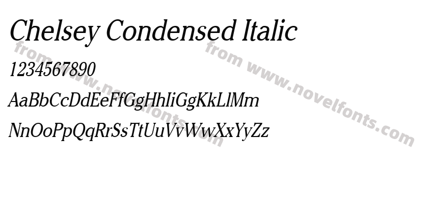 Chelsey Condensed ItalicPreview