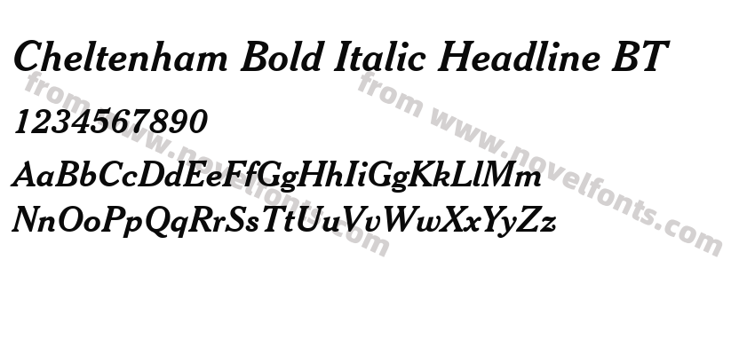 Cheltenham Bold Italic Headline BTPreview