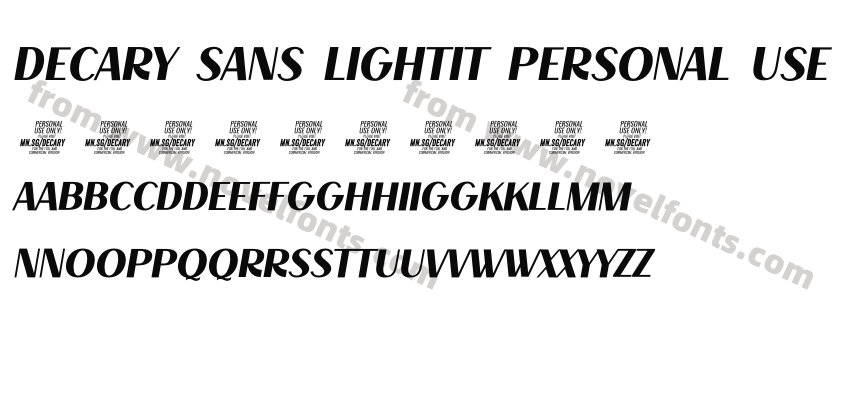 Decary Sans LightIt PERSONAL USE RegularPreview