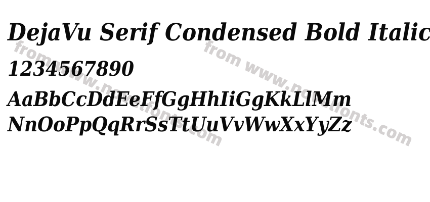 DejaVu Serif Condensed Bold ItalicPreview