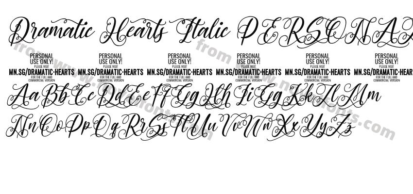 Dramatic Hearts Italic PERSONAL ItalicPreview