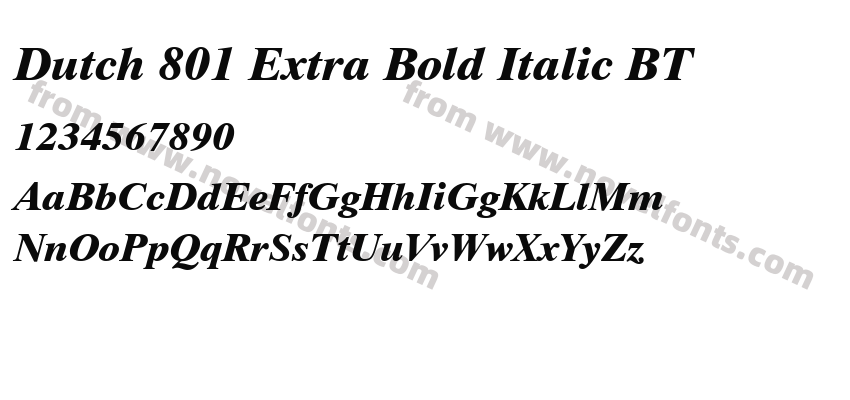 Dutch 801 Extra Bold Italic BTPreview