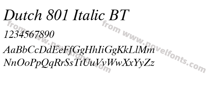 Dutch 801 Italic BTPreview