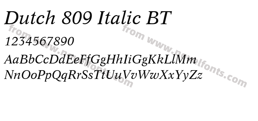 Dutch 809 Italic BTPreview