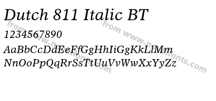 Dutch 811 Italic BTPreview