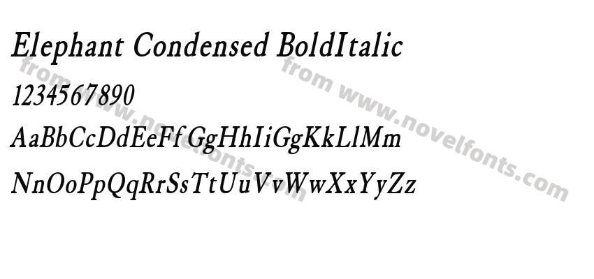 Elephant Condensed BoldItalicPreview