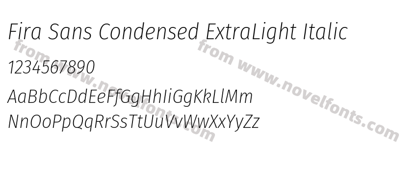 Fira Sans Condensed ExtraLight ItalicPreview