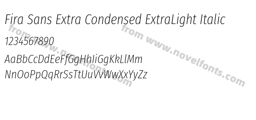 Fira Sans Extra Condensed ExtraLight ItalicPreview