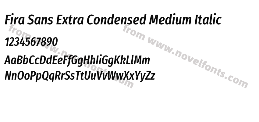 Fira Sans Extra Condensed Medium ItalicPreview