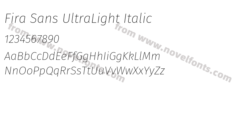 Fira Sans UltraLight ItalicPreview